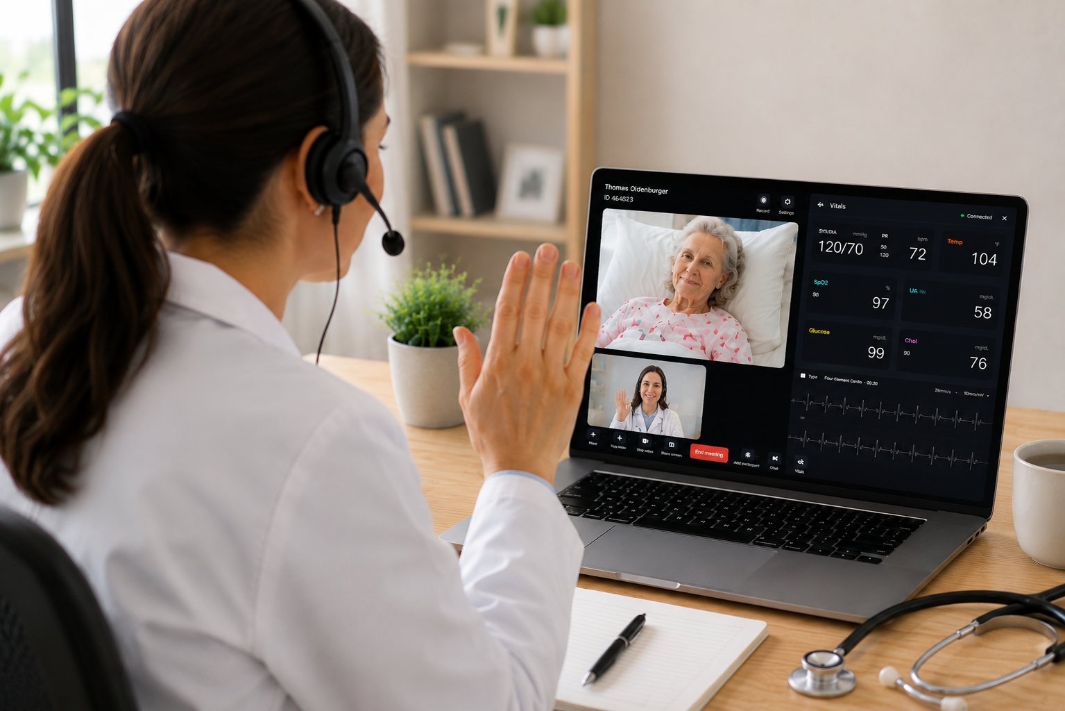 Provider using TrustVitals during a virtual care visit